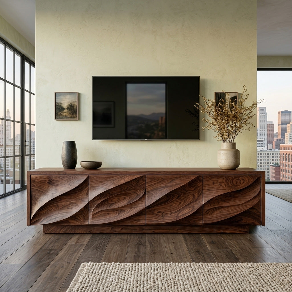 Modern Organic Wood TV Cabinet For Living Room