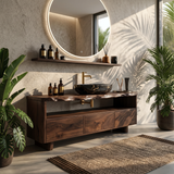 Mid Century Wooden Vanity For Bathroom Wall Mount