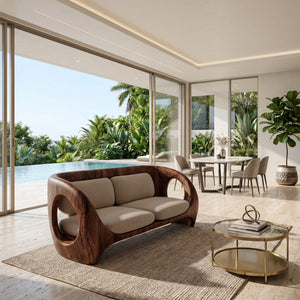 Elegant Sculptural Wooden Sofa For Quiet Luxury Interior