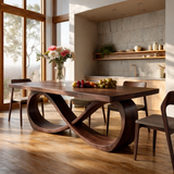 Modern Wooden Dining Table With Sculptural Base For Dining Room
