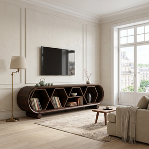 Modern Rounded TV Stand For Family Gathering Space