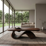 Organic Wooden Coffee Table With Sculptural Base For Living Room
