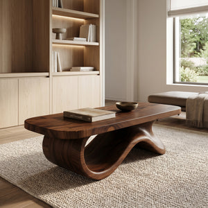 Contemporary Coffee Table With Sculptural Base For Living Room