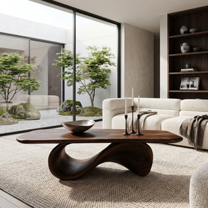 Modern Coffee Table With Organic Curved Base For Living Room