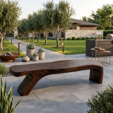 Architectural Bench With Sculpted Z Base For Entryway
