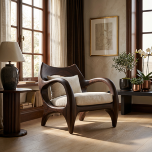 Zen-Inspired Organic Wood Chair for Modern Architectural Interiors