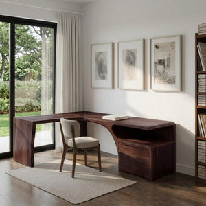 Minimalist Natural Wood L-Shaped Desk For Study Room