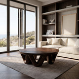 Modern Round Coffee Table With Flowing Sculptural Base For Home