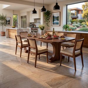 Wooden Dining Table With Farmhouse Style For Dining Room
