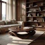 Contemporary Sculptural Coffee Table With Pedestal Base For Living Room