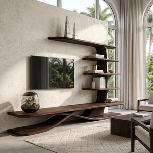 Contemporary TV Stand With Side Shelving For Living Room