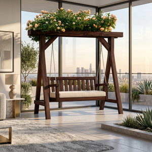 Elegant Wooden Swing With Planter Frame