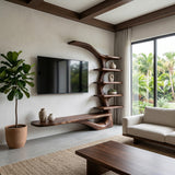 Modern TV Stand With Tree Inspired Shelf For Living Room