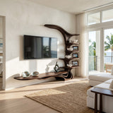 Modern Sculptural TV Stand With Branch Shelves For Living Room