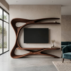Organic TV Stand With Sculptural Frame For Living Room