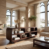 Contemporary Waterfall Wooden Bookshelf For Living Room