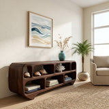 Organic Modern Rounded Low Bookshelf For Living Room