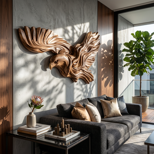 Minimalist Modern Eagle Wood Wall Art Fireplace Living Room Decor
