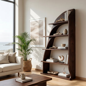Organic Natural Wood Bookshelf For Living Room Display
