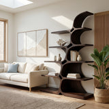 Japandi Carved Sculptural Bookshelf For Living Room