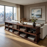 Modern Long Wooden Bookshelf For Living Room Storage
