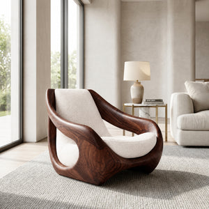 Sculptural Natural Wood Chair For Artistic Living Space