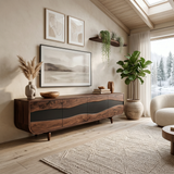 Handcrafted Wooden Live Edge TV Stand For Furniture Decor