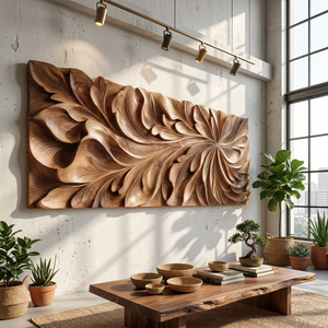 Luxury Wall Art With Floral Carving For Living Room