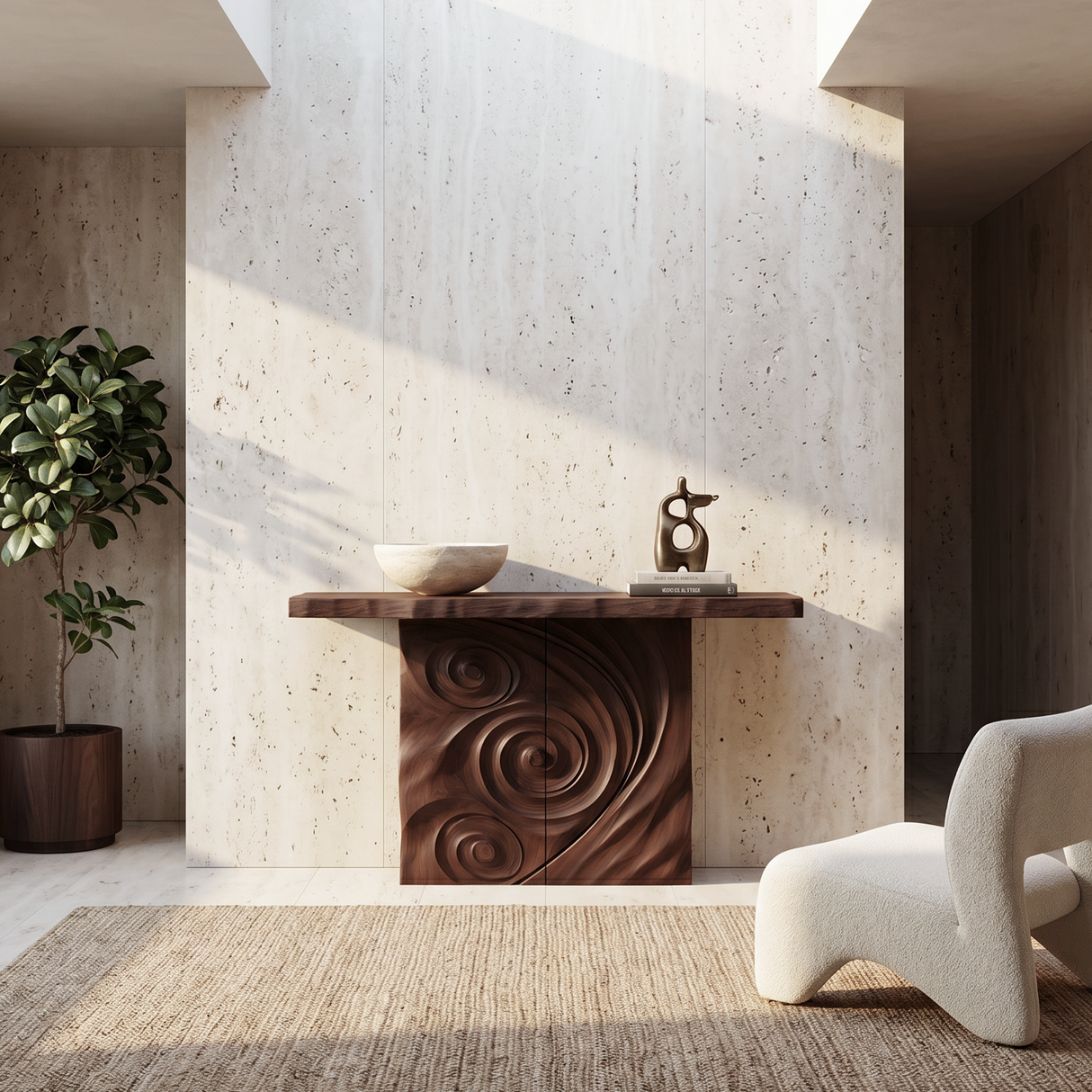 Contemporary Raw Edge Entry Table For Open Living Space
