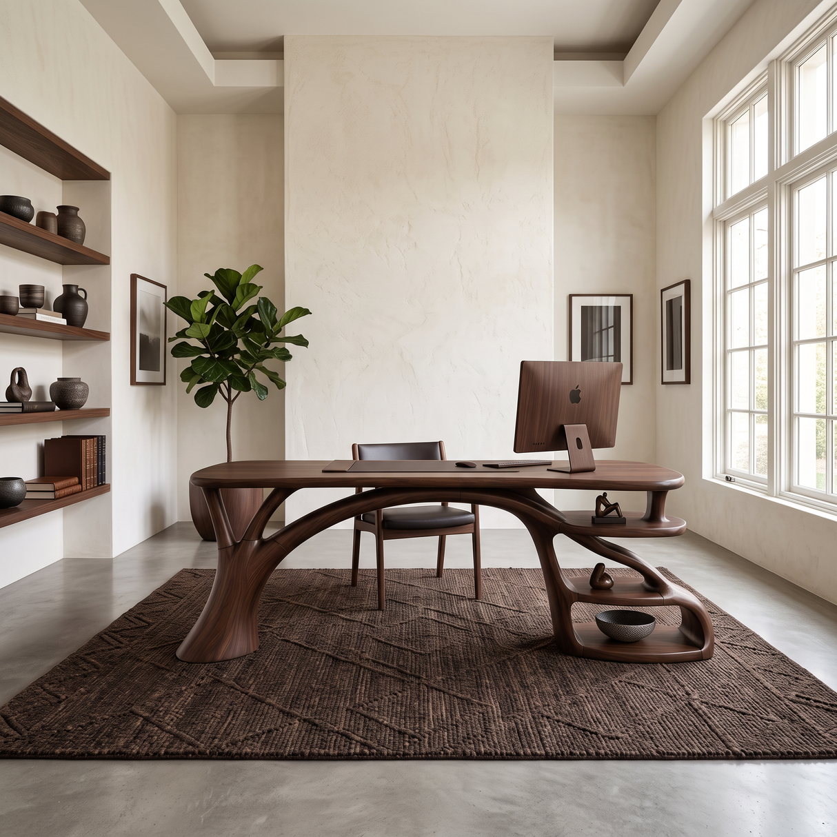 Rustic Curved Leg Writing Desk Home Office