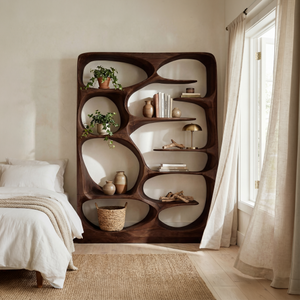 Modern Sculptural Bookshelf Storage Organizer For Living Room