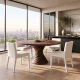 Modern Round Dining Table With Statement Spiral Pedestal For Home