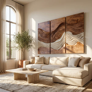 Modern Abstract Wood Panel Wall Art Set For Home Decor