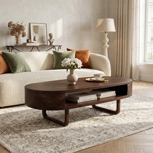 Mid Century Wooden Live Edge Coffee Table For Living Room Furniture Decor