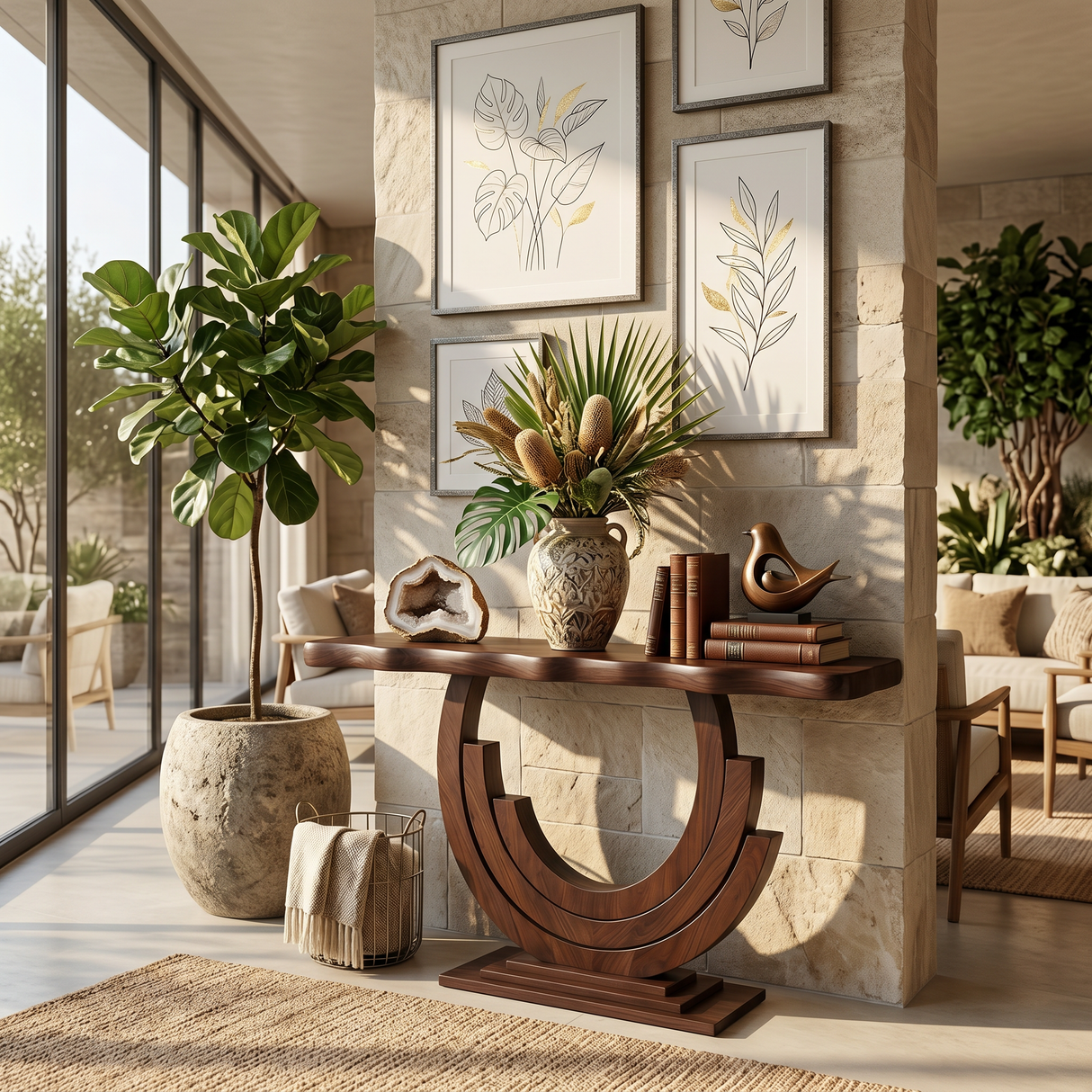 Luxury Infinity Console Table Designer Entryway