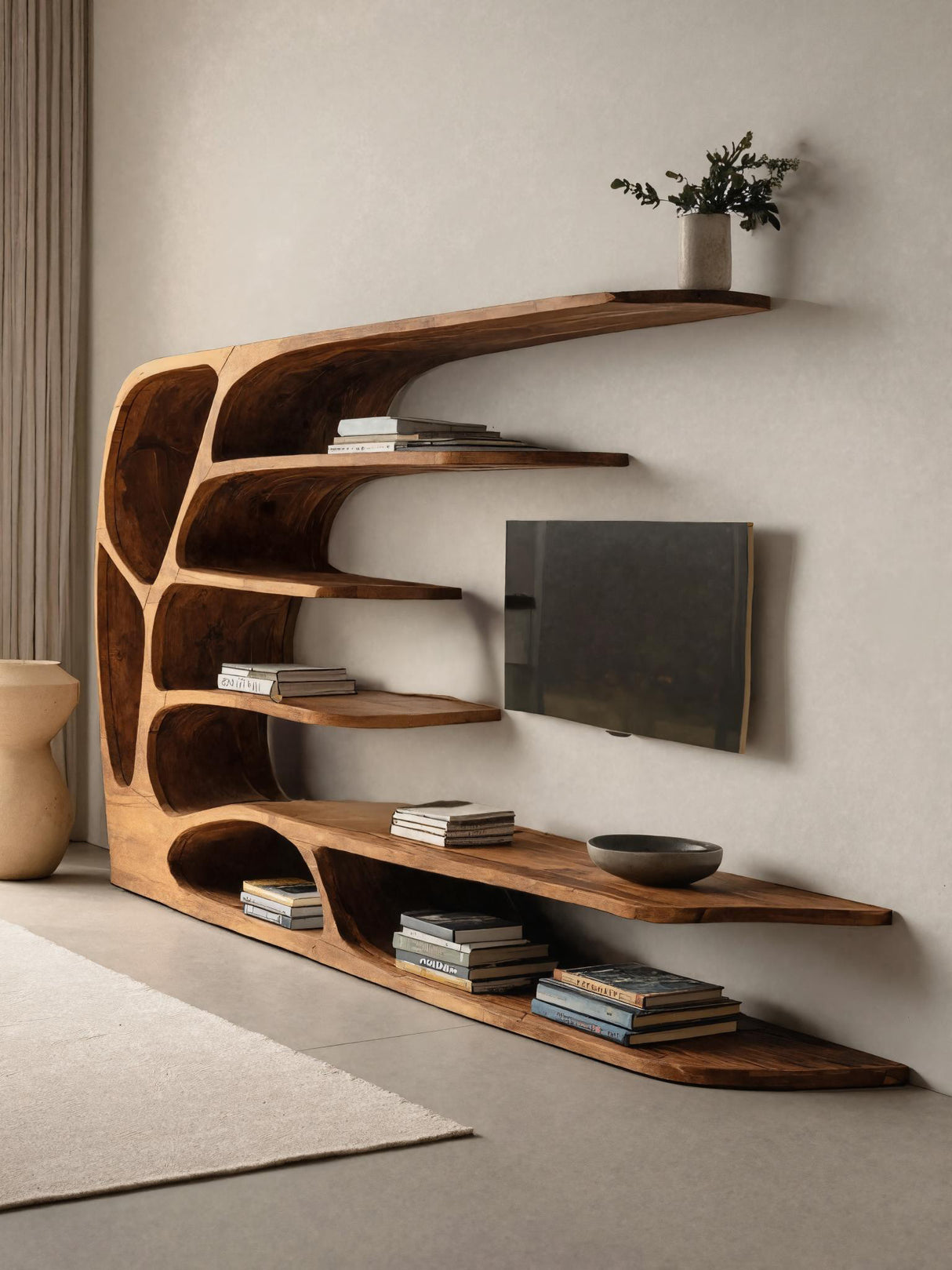 Modern Organic TV Display Shelf For Living Room