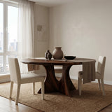 Organic Round Wooden Dining Table For Dining Room