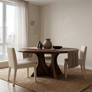 Organic Round Wooden Dining Table For Dining Room