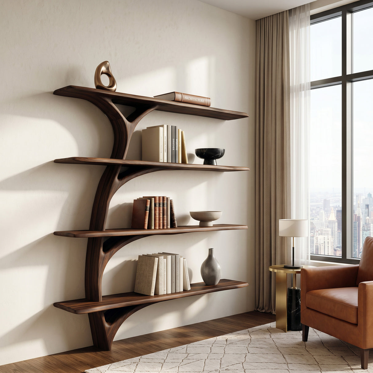 Organic Branch Form Sculptural Bookshelf For Living Room