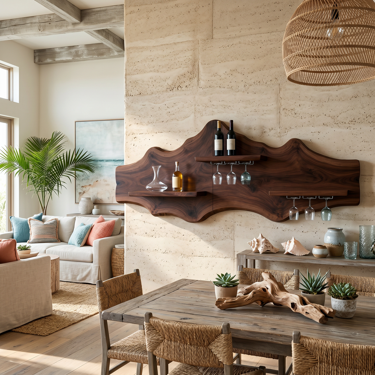 Modern Wall Mounted Wine Rack Shelf For Dining Room