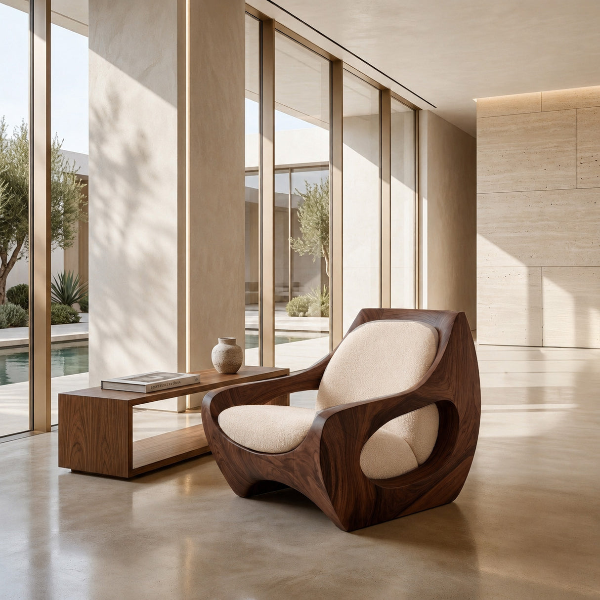 Sculptural Natural Wood Chair For Modern Home Decor