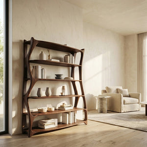 Elegant Wooden Standing Shelf With Tiers For Living Room