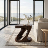 Minimalist Sculptural Wood Z-shaped Side Table For Home Decor