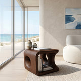 Organic Natural Wood Open Cube Side Table For Living Room