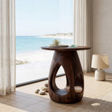 Contemporary Natural Wood Hollow Form Side Table For Living