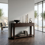 Minimalist Rounded Console Table With Two Compartments For Living Room