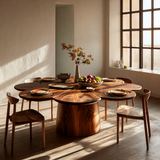 Contemporary Wooden Dining Table With Flower Shape Tabletop For Kitchen