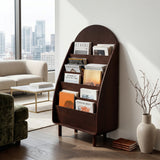 Contemporary Wooden Arched Magazine Rack With Tiers For Living Room