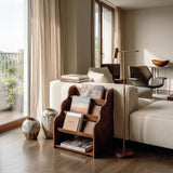 Organic Wooden Scalloped Magazine Rack For Living Room