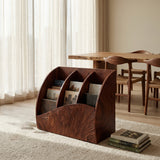 Contemporary Wooden Triple Section Magazine Rack For Living Room
